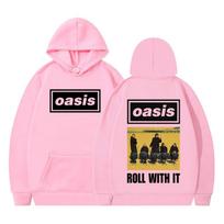 OASIS Live 25 Tour Vintažiniai gobtuvai Vyriški Mados Hip-hop Didelio dydžio sportiniai kostiumai Gotikinis Punk Aukštos kokybės megztinis su gobtuvu Gatvės stilius S pink