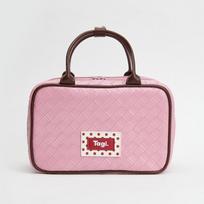Tagi.Inspiration Picnic Bowling Storage Makeup Bag Handbag Small Square Bag Polka Dot Leopard Print Strawberry weaving pink