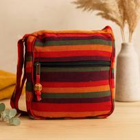 Sling Bag Adjustable Strap Sunset Reds Nepal black