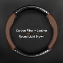 For Volvo XC90 XC60 XC40 V90 V60 V50 V40 S40 S60 S80 S90 Carbon Fiber Leather Car Steering wheel Cover Auto interior Accessories šviesiai ruda spalva