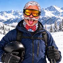 Funny Realistic Old Man Face Print Ski, 3D Full Face Winter Windproof Hat, Sunglasses Not Included One Size gray
