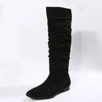 Fashion Woman Autumn Low Heels Mid-calf Boots Suede Shoes Square Toe Casual Zipper Female Knee High Boots Plus Size 35-43 Botas De Mujer 37