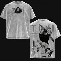 Fushiguro Toji Jujutsu Kaisen Clothing Men Short Sleeve Manga T-shirts Vintage Washed T Shirt Casual Cotton Tee Harajuku Tshirt 2XL gray