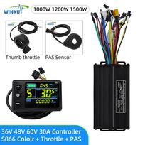 36V 48V 60V 30A 1000W 1200W 1500W E-bike Brushless Motor Drive Sine Wave Controller S866 LCD Color Kit for Electric Bike Scooter