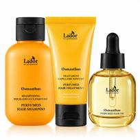 LADOR Perfumed Trio Kit Osmanthus or Angel Muguet Shampoo 100ml Treatment 50ml Hair Oil 30ml Perfume Hair Care Set Osmanthus black