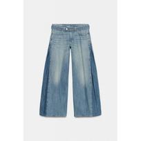 Womens Low Waist Straight Wide Leg Jeans Washed Distressed Denim Pants Casual Fashion XXL tamsiai mėlyna spalva