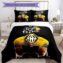 3pcs Tour de France Bedding Set Duvet Cover Closure Includes 1 Duvet Cover & 2 Pillowcases, Soft and Comfortable for All Seasons. 135cmx200cm black