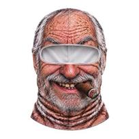 Veido kaukė važiavimui, Seno vyro moters kaukė, 3D spausdinimo balaklava slidinėjimui žiemai, Vėjui atsparus dviračių apsauginis movas slidinėjimui motociklizmui lauke, Žiemos apsauga B gray