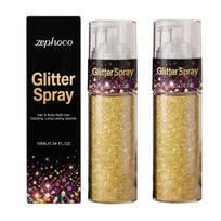 Glitter Spray for Hair and Body, Multi-use Shiny Glitter Makeup Spray for Party Stage 2pc