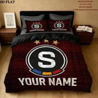 Sparta Prague Crest Custom Name Pattern Bedding Quilt Set Quilt Cover Pillowcase Home Gift(1 * duvet cover + 2 * pillowcase, without core) 200x200cm