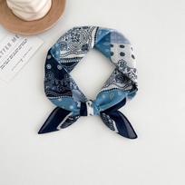 Pony Small Square Scarf Silk Scarf Women's Versatile Spring and Autumn 18 Cotton and Linen Scarf Neck Protection Scarf Literary Printed Headscarf 58*58cm [cotton and linen scarf] gray