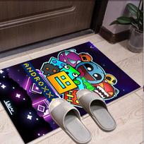 Geometry Dash Pattern Rug, Indoor/Outdoor Mat, for Picnic, Gameroom, Bedroom, Office, Living Room, Home Decor Carpet, Birthday Gift 40cmx60cm blue