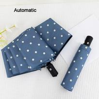 UV Protection Polka Dot Umbrella Automatic/Manual Dual Use Umbrella Automatic Umbrella  Outdoor Automatic Blue