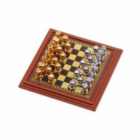 Miniature Metal Chessboard Handmade Tiny Chess Set Realistic brown
