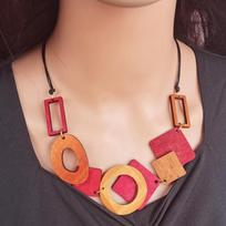 Women Statement Bib Necklace Vintage Geometric Wooden Necklaces Pendants Lady Neck Decoration New Fashion Jewelry Gifts