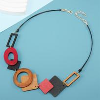 Women Statement Bib Necklace Vintage Geometric Wooden Necklaces Pendants Lady Neck Decoration New Fashion Jewelry Gifts white