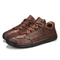 38-48 Men's Plus Size Leather Shoes Low Cut Casual Sports Shoes Men's Fashionable Casual Leather Shoes 40 black