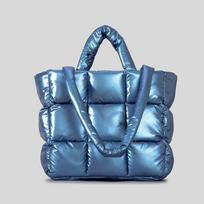 2026 Winter Oversized Puffer-Style Tote Bag Women Soft Nylon Shoulder Handbag With Quilted Grid Large Capacity Peacock Blue gray