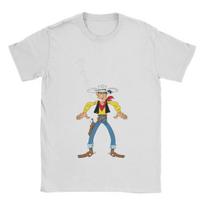 Lucky Luke Ar esate pasiruošę Vyriški marškinėliai Animacinis juokingas T-shirt trumpomis rankovėmis su apvalia apykakle 100% medvilnė Suaugusiųjų viršutiniai drabužiai 2XL gray