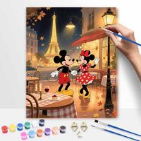 Disney Mickey Minnie Mouse Paris Eiffel Tower Paint by Numbers Painting Art Kit Home Decor Gift 30x40cm