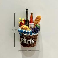 France Flower Basket Tower Resin Fridge Magnet Stickers Travel Souvenir Gift Landscape Refrigerator Magnet Home Kitchen Decor