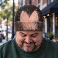 Novelty Fake Bald Knit with Hair Print for Funny Party Costume One Size