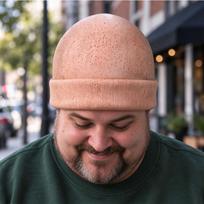 Novelty Fake Bald Knit with Hair Print for Funny Party Costume One Size brown