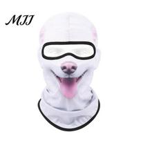 Skiing Balaclava 3D Animal Ski Mask, Lion Leopard Bear Panda Dog Cat Full Face Cover Cover, Winter Windproof Mask for Cycling Funny B white