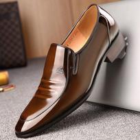 Men's Business Leather Shoes British Formal Wear Low-Top Office Leather Shoes Oxford Dress Shoes Comfortable Slip On Work Shoes 44 ruda