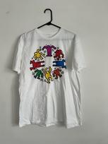Keith Haring Circular Dancing Friends Graphic T-Shirt Size L White Crewneck Art XXXXL white