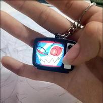 Hazbin Hotel Vox Glowing Talking Mini TV Keychain Creative Design Light Sound Toy Gift for Fans white
