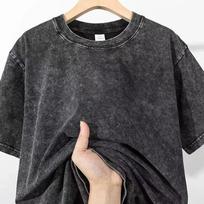 Summer T-shirt 230G Heavy Cotton Vintage Washed T-Shirts Oversized Short Sleeve Loose Streetwear Short SleeveTops Tee 260709BJ XL