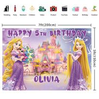 17. Tangled Rapunzel Personalised Custom Banner Backdrop Vinyl Party Supplies 59x51.1inch/150*130cm