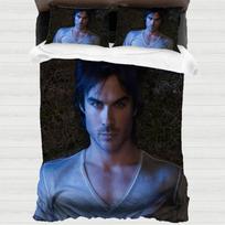 3D Damon Salvatore Bed comforter set, Horror Vampire Fan Bedding Sets Children 2-Piece Soft Microfibre Duvet Cover for Adults 90x200cm