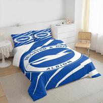 Brighton Hove Albion Seagull Crest Bedding set (1 duvet cover, 2 pillowcases, duvet not included), Blue White Art Print 135x200cm blue