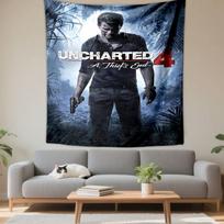 Uncharted 4 Tapestry Wall Hanging, A Thief's End Game Poster Art, Gamer Wall Decor for Bedroom Living Room Dorm 100x150cm(39x59in)
