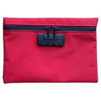 Combination Lock Money Bag with Lock Canvas Zip Closure Portable Locking Pouch Waterproof Portable Security Document Bag Home raudona