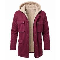 Vyriška žieminė stora su vilnos pamušalu šilta parka, lauko vėjui atsparus su gobtuvu užtrauktuku striukė, naujas kasdienis šiltas paltas vyrams 3XL beige