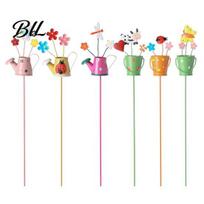 Patio Plant Decor Metal Garden Stakes Cute Pot Decorative Flower Bed for Indoor Outdoor Planter Lawn Accessories C