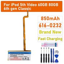 616-0232 Battery For iPod 5th Video 60GB 80GB For 6th gen Classic Thick 160GB 616-0232 Battery Video5th 30GB A1238 616-0229 616-0232-80GB 650mAh
