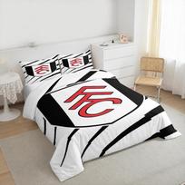 Fulham FC Football Club Crest Bedding set (1 duvet cover, 2 pillowcases, duvet not included), Black White Shield Badge Art Print 200x200cm