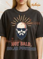 Not Bald Solar Powered Shirt, 90s Vintage Retro Bootleg Solar Powered T-Shirt, Funny Bald Guy Tee, Dad Joke Graphic Shirt 110 black