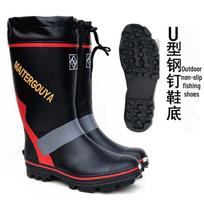 Vyriški, neslystantys plieniniai dygliukai guminiai batai, skirti žvejybai lauke ir sniegui L fits 41-42 black