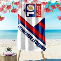 Large Beach Towel with Olympique Lyonnais Crest, Quick Dry, Soft and Absorbent, for Soccer Fan Beach Pool Travel 80cmx160cm(31x63inch) blue