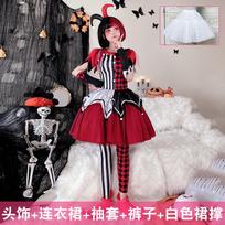 Cosplay Halloween Costume Circus Soul Clown cos Costume Adult Dress Carnival Stage Costume Performance Costume adult size: m black