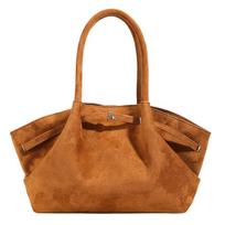 Large Capacity Tote Bag with Women's Matte Texture, Fashionable New High-end Velvet Commuting Lazy Style Shoulder Bag brown