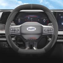 Car Suede Steering Wheel Cover for Ford Tourneo Custom Courier Capri PUMA Gen-E ST-Line Explorer EV 2024 2025 Interior Accessory Double D Black Gray gray