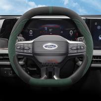 Car Suede Steering Wheel Cover for Ford Tourneo Custom Courier Capri PUMA Gen-E ST-Line Explorer EV 2024 2025 Interior Accessory Double D Black Green