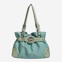 LA MODE MAQI Vintage Studded Patchwork Tote Bag FREE gray