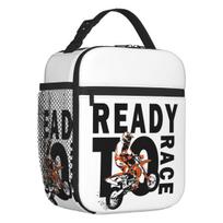 Ready To Race Insulated Lunch Tote Bag for Women Enduro Cross Motocross Asphalt Bike Portable Thermal Cooler Bento Box School One Size white